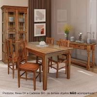 Conjunto De Jantar Bh Retangular 1,60m Com 6 Cadeiras Em Madeira Maciça - Natural - Bege - 1