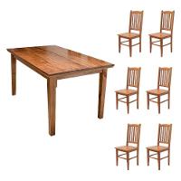 Conjunto De Jantar Bh Retangular 1,60m Com 6 Cadeiras Em Madeira Maciça - Natural - Bege - 6