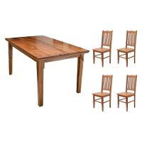 Conjunto De Jantar Bh Retangular 1,30m Com 4 Cadeiras Em Madeira Maciça - Natural - Bege - 6
