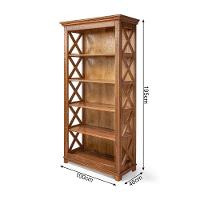 Livreiro Estante Rústica Com Prateleiras Detalhe X Em Madeira Maciça - Natural - Bege - 2