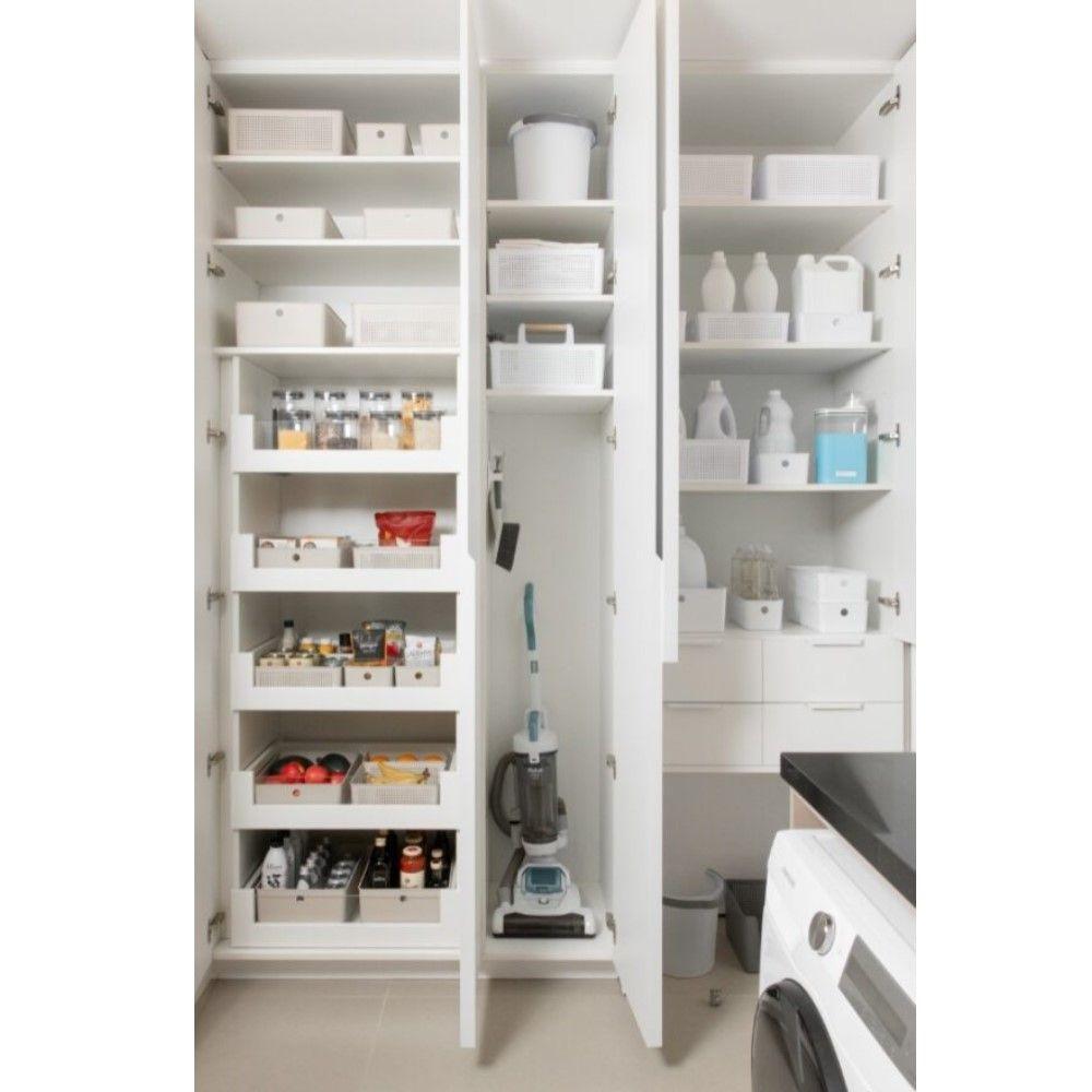 Kit Lavandeira Flow Com Dispenser De Sabão 2,3 L Branco + Borrifador + Rodo + Cesto Com Tampa Ou - 6