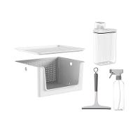 Kit Lavandeira Flow Com Dispenser De Sabão 2,3 L Branco + Borrifador + Rodo + Cesto Com Tampa Ou - 1