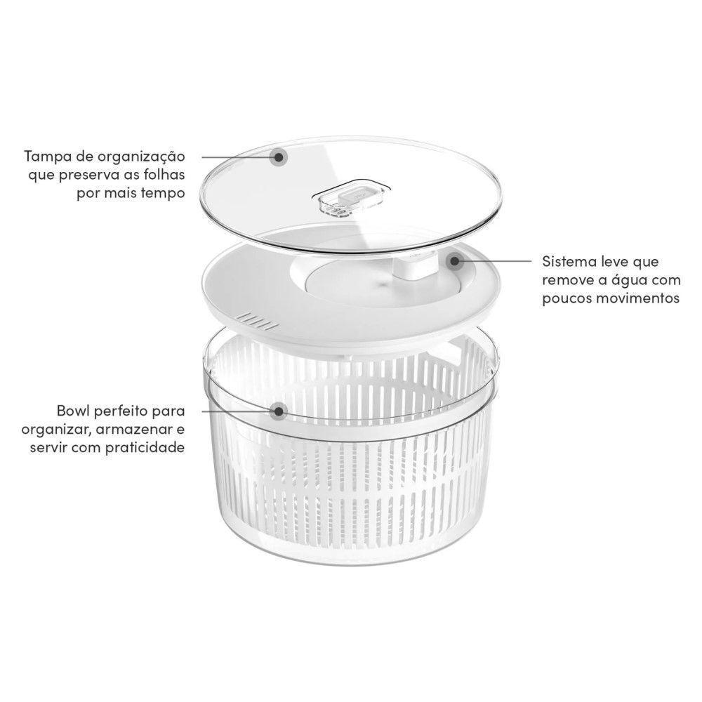 Secador De Saladas Com Tampa 5,5 L Clear Fresh Ou - 5