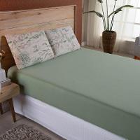 Jogo De Lençol Dallas Soft King 3 Peças Malha 100% Algodão - Verde Floral - 1