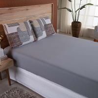 Jogo De Lençol Dallas Soft Casal 3 Peças Malha 100% Algodão - Cinza Geométrico - 1