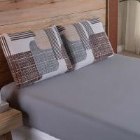 Jogo De Lençol Dallas Soft Casal 3 Peças Malha 100% Algodão - Cinza Geométrico - 2