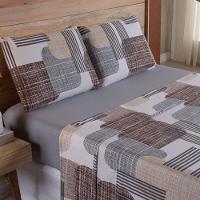 Jogo De Lençol Dallas Soft Casal 4 Peças Malha 100% Algodão - Cinza Geométrico - 2