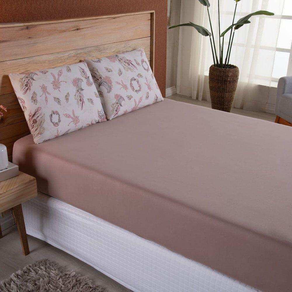 Jogo De Lençol Dallas Soft Queen 3 Peças Malha 100% Algodão - Chocolate - 1