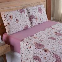 Jogo De Lençol Dallas Soft Queen 4 Peças Malha 100% Algodão - Rosa Floral - 2