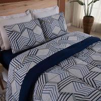 Edredom Queen Dallas Soft Malha 100% Algodão Dupla Face 01 Peça - Azul Marinho Geométrico - 2