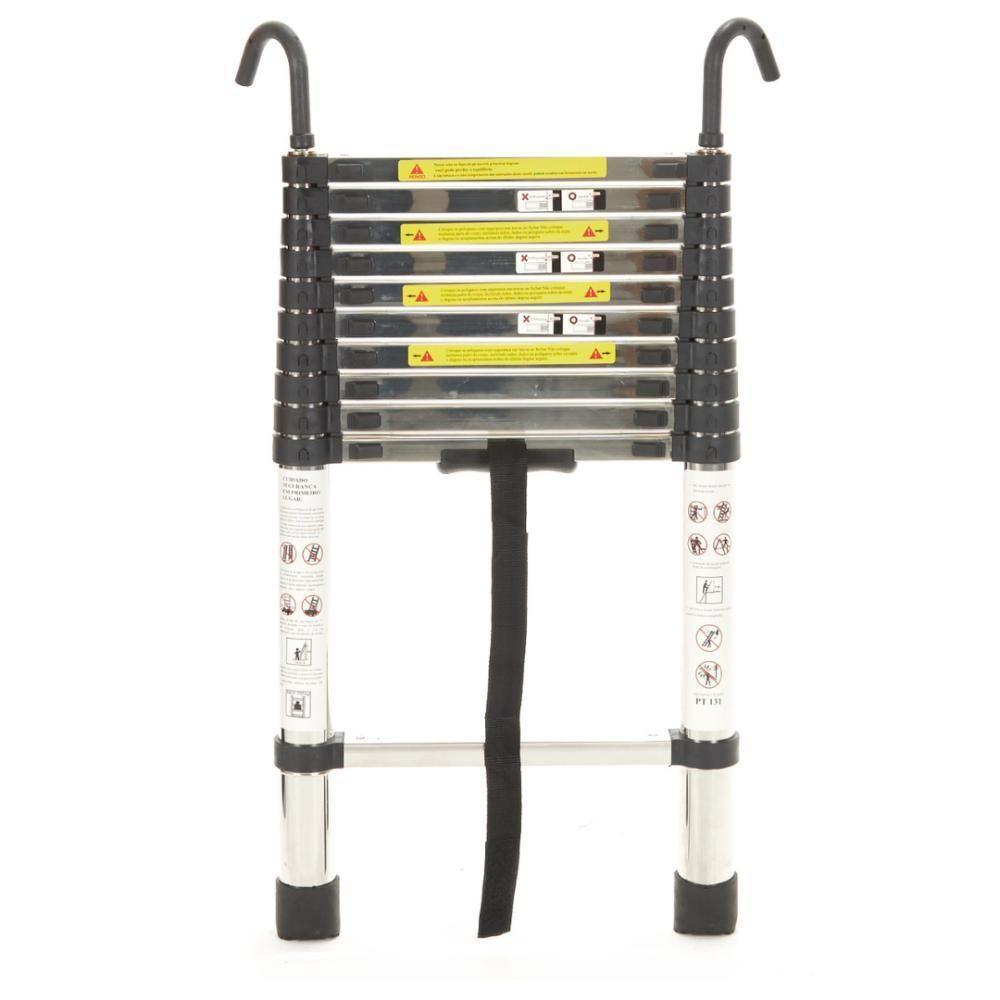 Escada Telescopica Extensiva Aço Inoxidável 11 Degraus 3,2m Cinza - 1