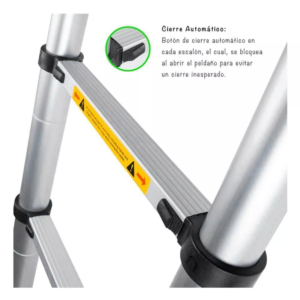 Escada Telescopica Extensiva Aço Inoxidável 11 Degraus 3,2m Cinza - 5