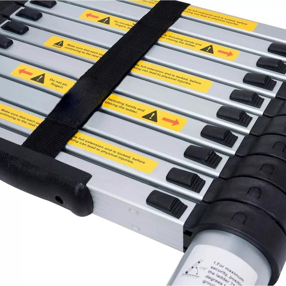 Escada Telescopica Extensiva Aço Inoxidável 11 Degraus 3,2m Cinza - 7