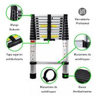 Escada Telescopica Extensiva Aço Inoxidável 11 Degraus 3,2m Cinza - 2
