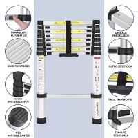 Escada Telescopica Extensiva Aço Inoxidável 13 Degraus 3,8m Cinza - 2