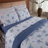 Edredom Queen Dallas Soft Malha 100% Algodão Dupla Face 01 Peça - Azul Floral - 2