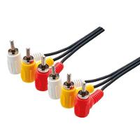 Cabo De Audio E Video 3rca + 3rca Niquel 90+90 Graus - 1,5 Metro - 1