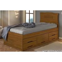 Cama Solteiro Multifuncional Júlia C- 5 Gavetas Cinamomo-off White - Conquista - 3