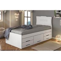 Cama Solteiro Multifuncional Júlia C- 5 Gavetas Cinamomo-off White - Conquista