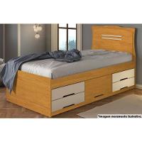 Cama Multifuncional Juvenil Júlia C- 5 Gavetas Cinamomo-off White - Conquista - 1