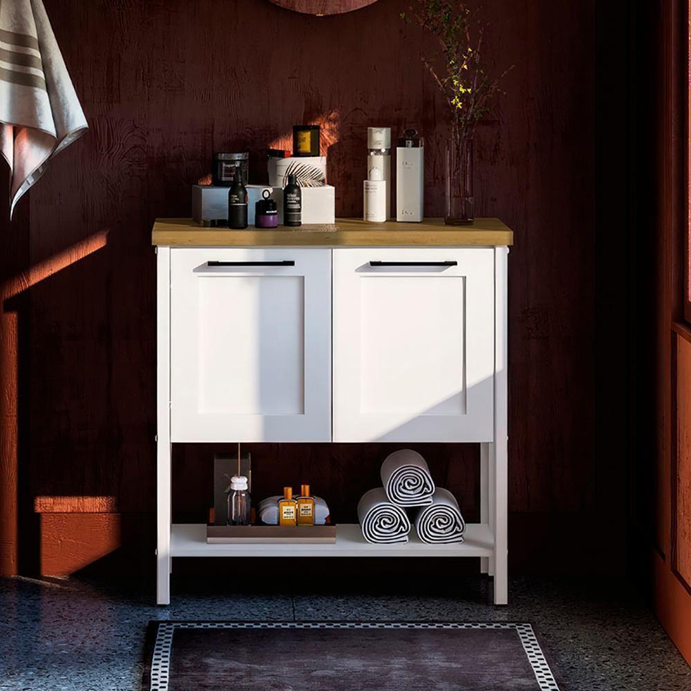 Gabinete Banheiro Com Tampo 2 Portas 79 Cm Bn02 Branco Dtall - 2