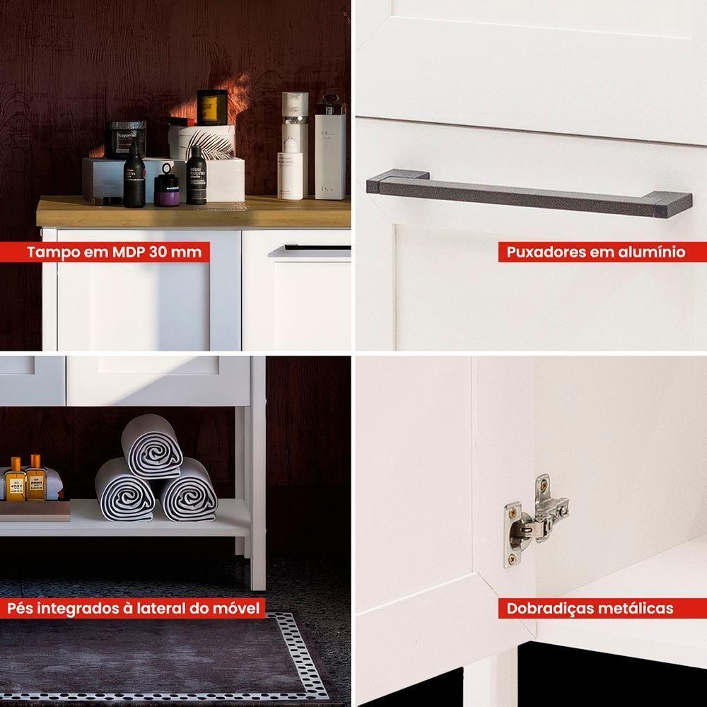 Gabinete Banheiro Com Tampo 2 Portas 79 Cm Bn02 Branco Dtall - 3