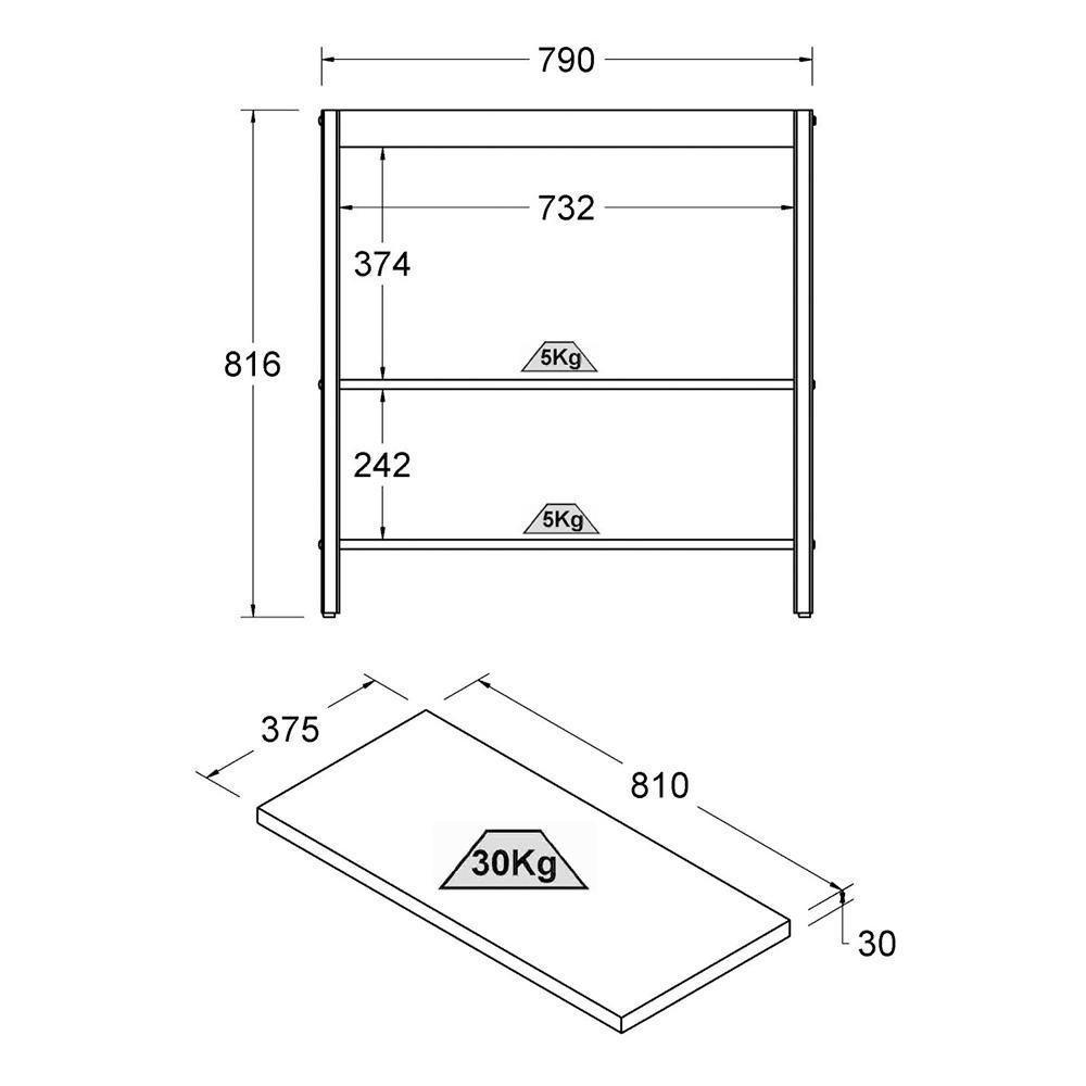 Gabinete Banheiro Com Tampo 2 Portas 79 Cm Bn02 Branco Dtall - 4