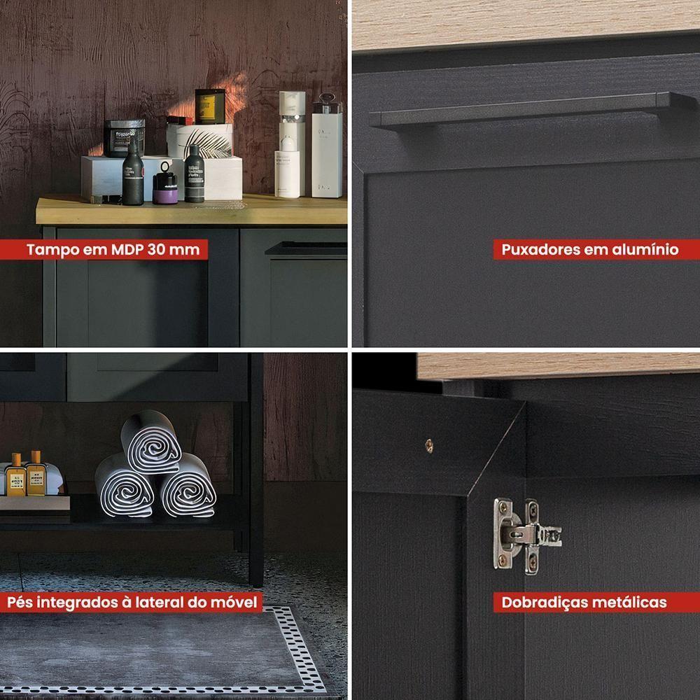 Gabinete Banheiro Com Tampo 2 Portas 79 Cm Bn02 Preto Dtall - 3