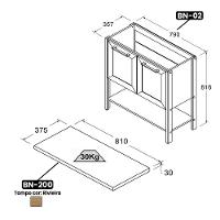 Gabinete Banheiro Com Tampo 2 Portas 79 Cm Bn02 Preto Dtall