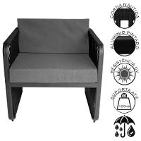 Conjunto 2 Poltronas E Mesa Centro Corda Náutica Santiago Preto-cinza - 3