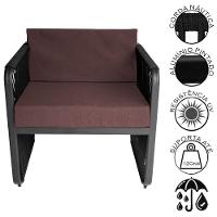 Conjunto 2 Poltronas E Namoradeira Corda Náutica Santiago Preto-marrom - 2