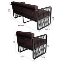 Conjunto 2 Poltronas E Namoradeira Corda Náutica Santiago Preto-marrom - 6