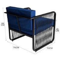 Conjunto 2 Poltronas área Externa Corda Náutica Santiago Preto-azul - 2