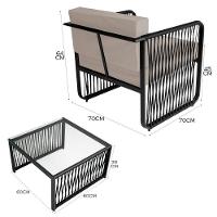 Conjunto 2 Poltronas E Mesa Centro Corda Náutica Santiago Preto-branco - 2