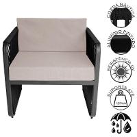 Conjunto 2 Poltronas E Mesa Centro Corda Náutica Santiago Preto-branco - 3