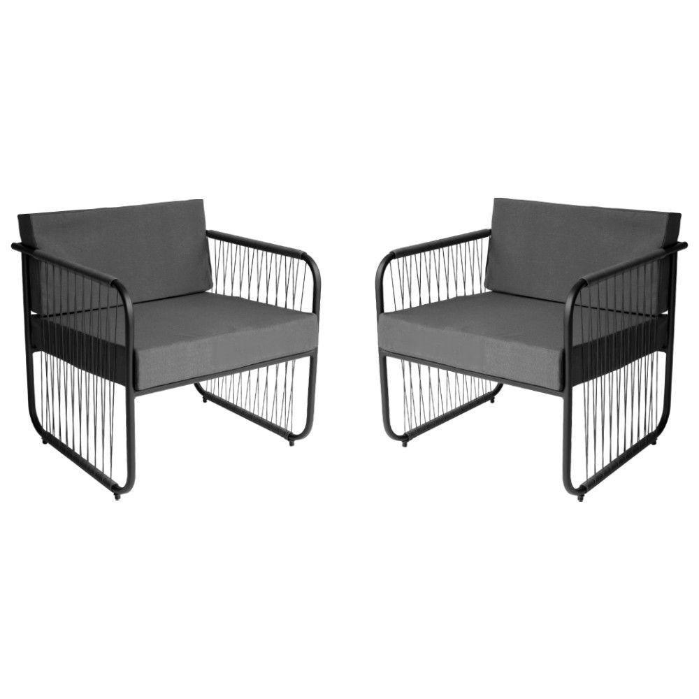 Conjunto 2 Poltronas área Externa Fibra Sintética Córdova Preto-cinza - 1