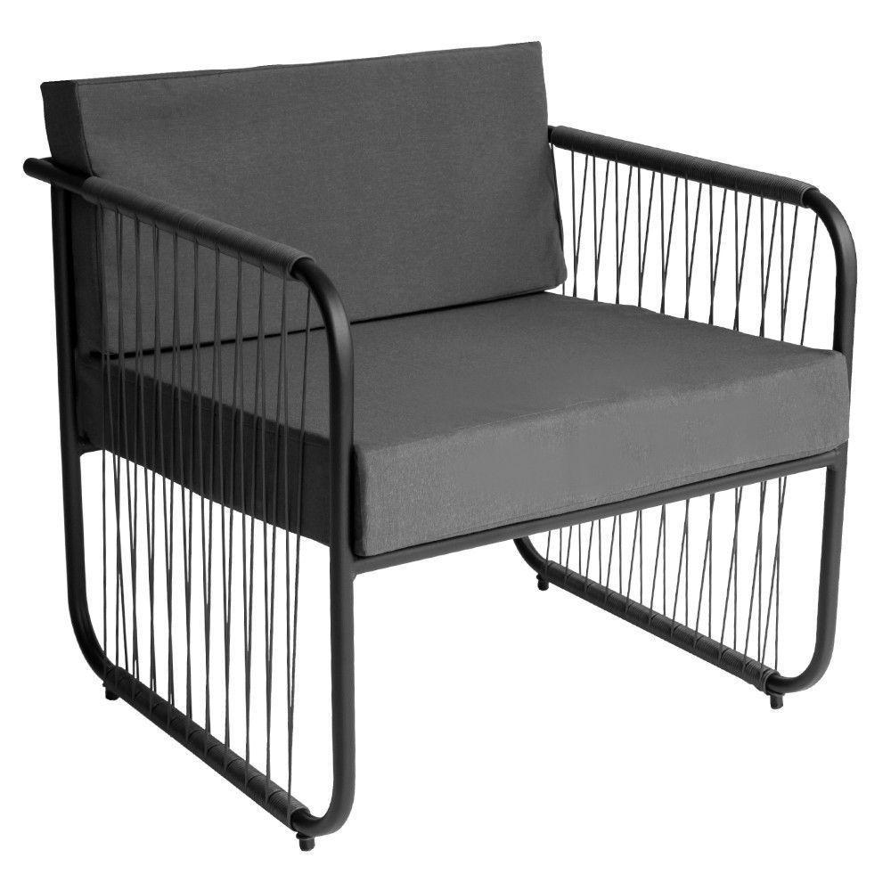 Conjunto 2 Poltronas área Externa Fibra Sintética Córdova Preto-cinza - 4