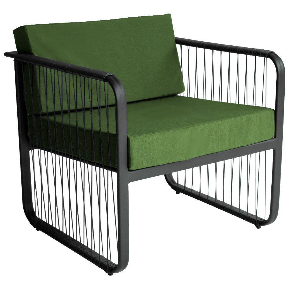 Conjunto 2 Poltronas E Mesa Centro Fibra Sintética Santiago Preto-verde - 4