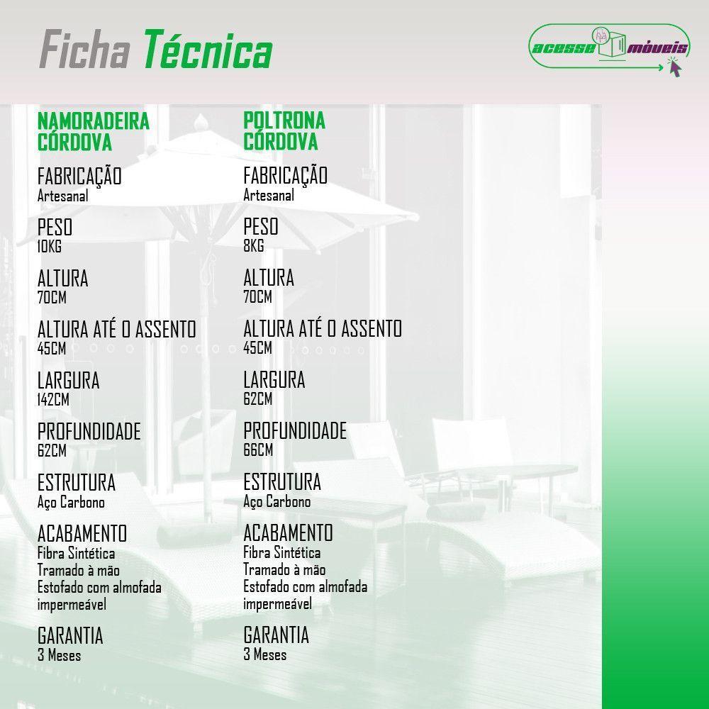 Conjunto 2 Poltronas E Namoradeira Fibra Sintética Córdova Preto-marrom - 4