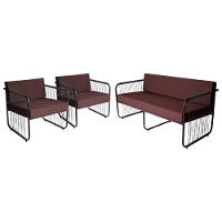 Conjunto 2 Poltronas E Namoradeira Fibra Sintética Córdova Preto-marrom - 1