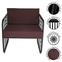 Conjunto 2 Poltronas E Namoradeira Fibra Sintética Córdova Preto-marrom - 6
