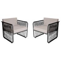 Conjunto 2 Poltronas área Externa Corda Náutica Santiago Preto-branco - 1