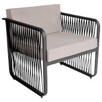 Conjunto 2 Poltronas área Externa Corda Náutica Santiago Preto-branco