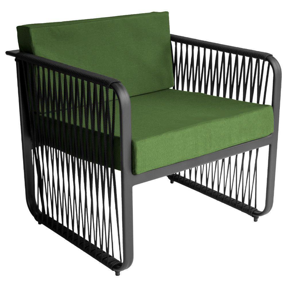 Conjunto 2 Poltronas E Mesa Centro Corda Náutica Santiago Preto-verde - 3