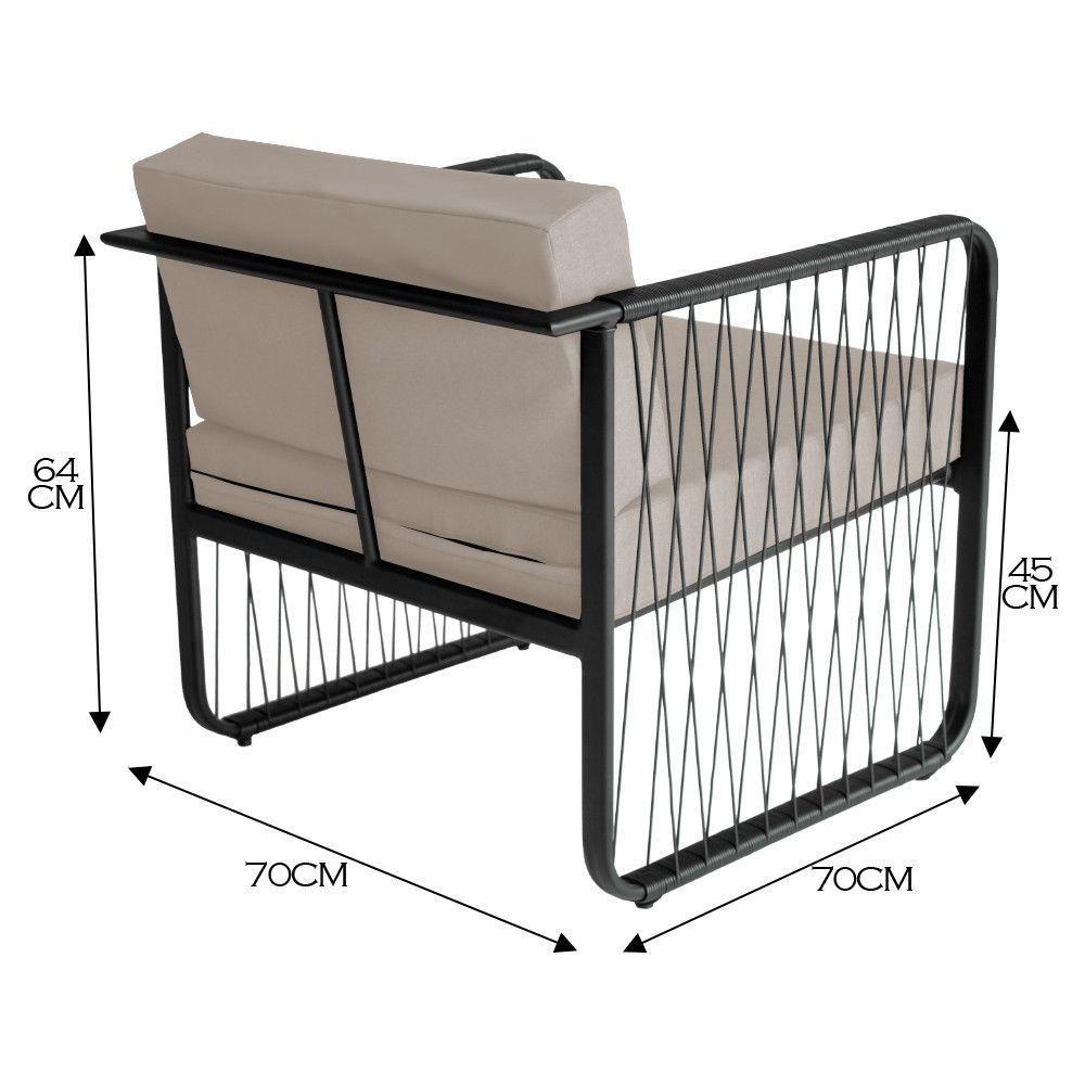 Conjunto 2 Poltronas área Externa Fibra Sintética Santiago Preto-branco - 2