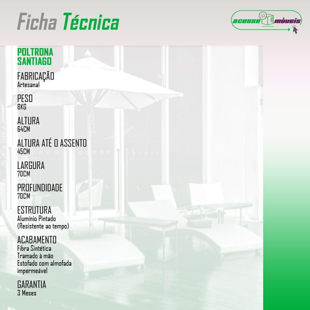 Conjunto 2 Poltronas área Externa Fibra Sintética Santiago Preto-branco - 6