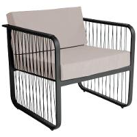 Conjunto 2 Poltronas área Externa Fibra Sintética Santiago Preto-branco