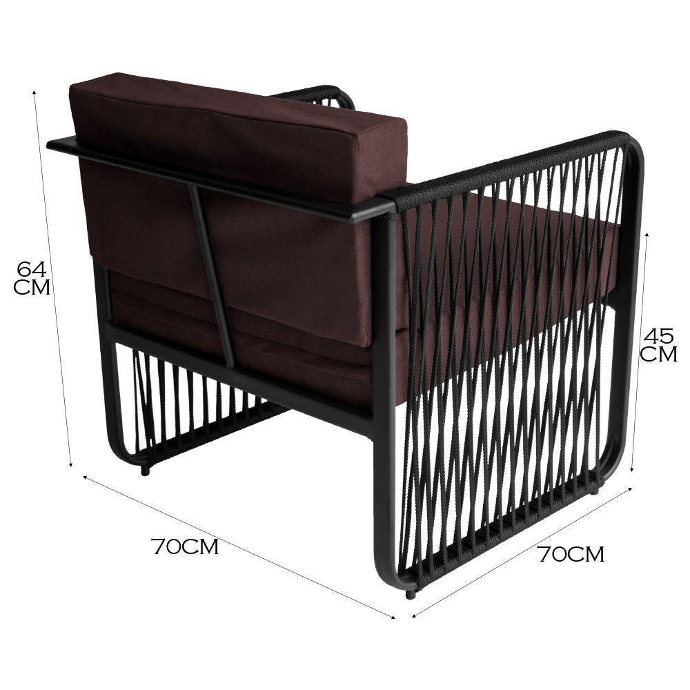 Conjunto 2 Poltronas área Externa Corda Náutica Santiago Preto-marrom - 2