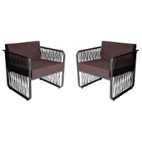 Conjunto 2 Poltronas área Externa Corda Náutica Santiago Preto-marrom - 1
