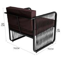 Conjunto 2 Poltronas área Externa Corda Náutica Santiago Preto-marrom - 2